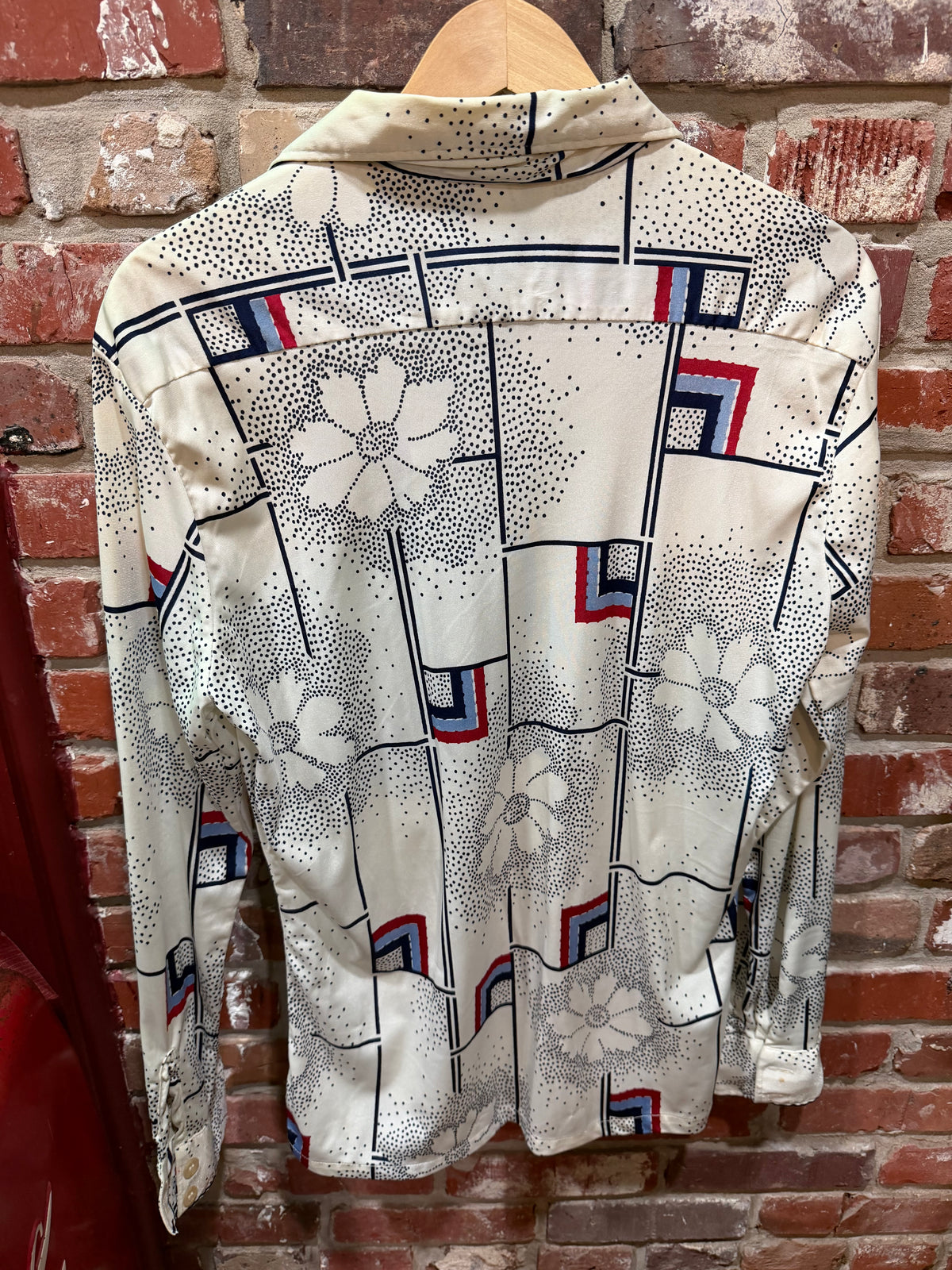 SPIRE White Geometric Print Button-Down